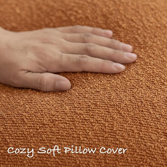 GEEORY Decorative Throw Pillow Covers 24x24 Inch Pack of 2,Textured Boucle Neutral Cushion Cases for Bed Couch Sofa, Accent Mordern Farmhouse & Minimalist Home Decor (Orange) GE04-24