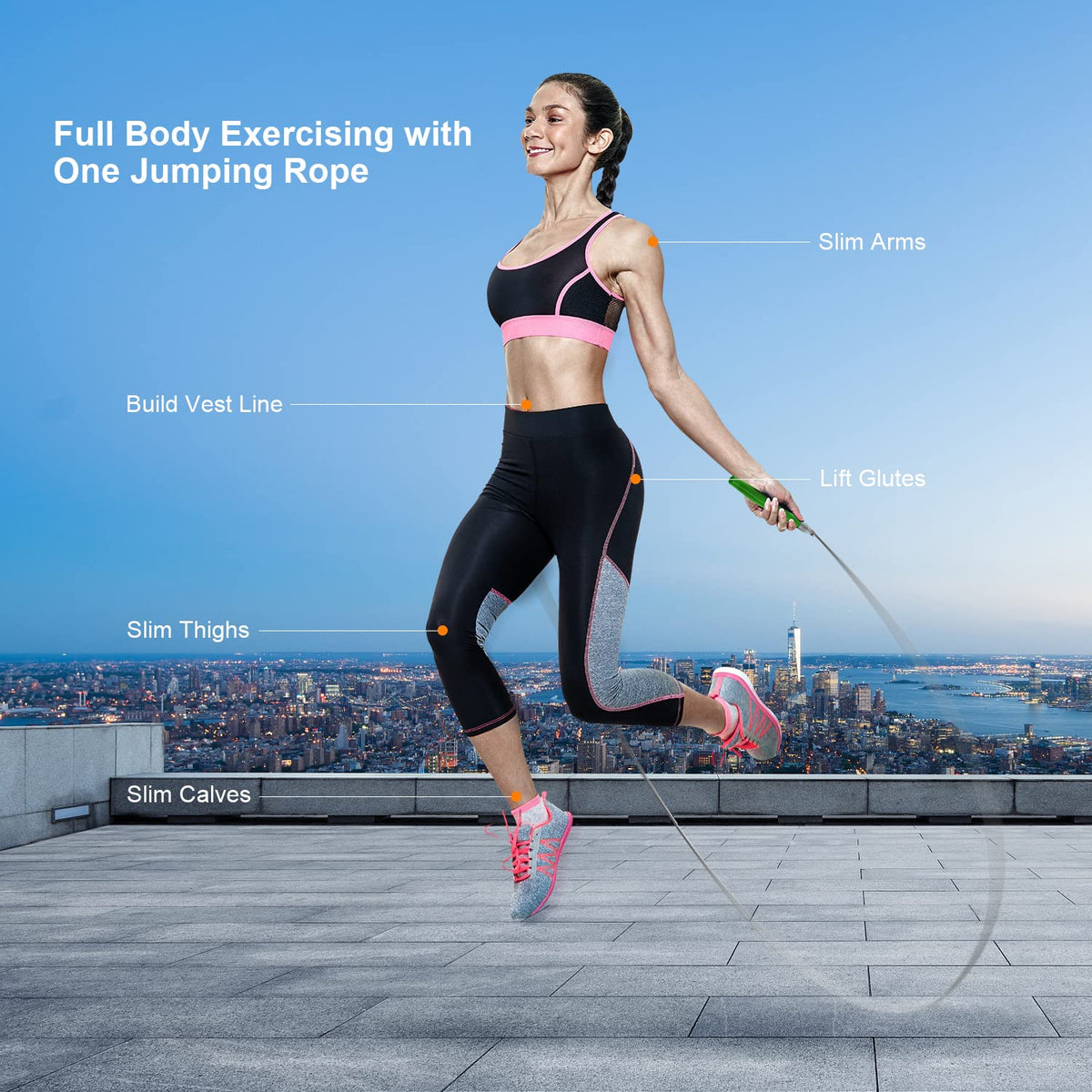 Jump Rope, High Speed Weighted Jump Rope - Premium Quality Tangle-Free - Self-Locking Screw-Free Design - Jump Ropes for Fitness - Skipping Rope for Workout Fitness, Crossfit & Home Exercises (Green)