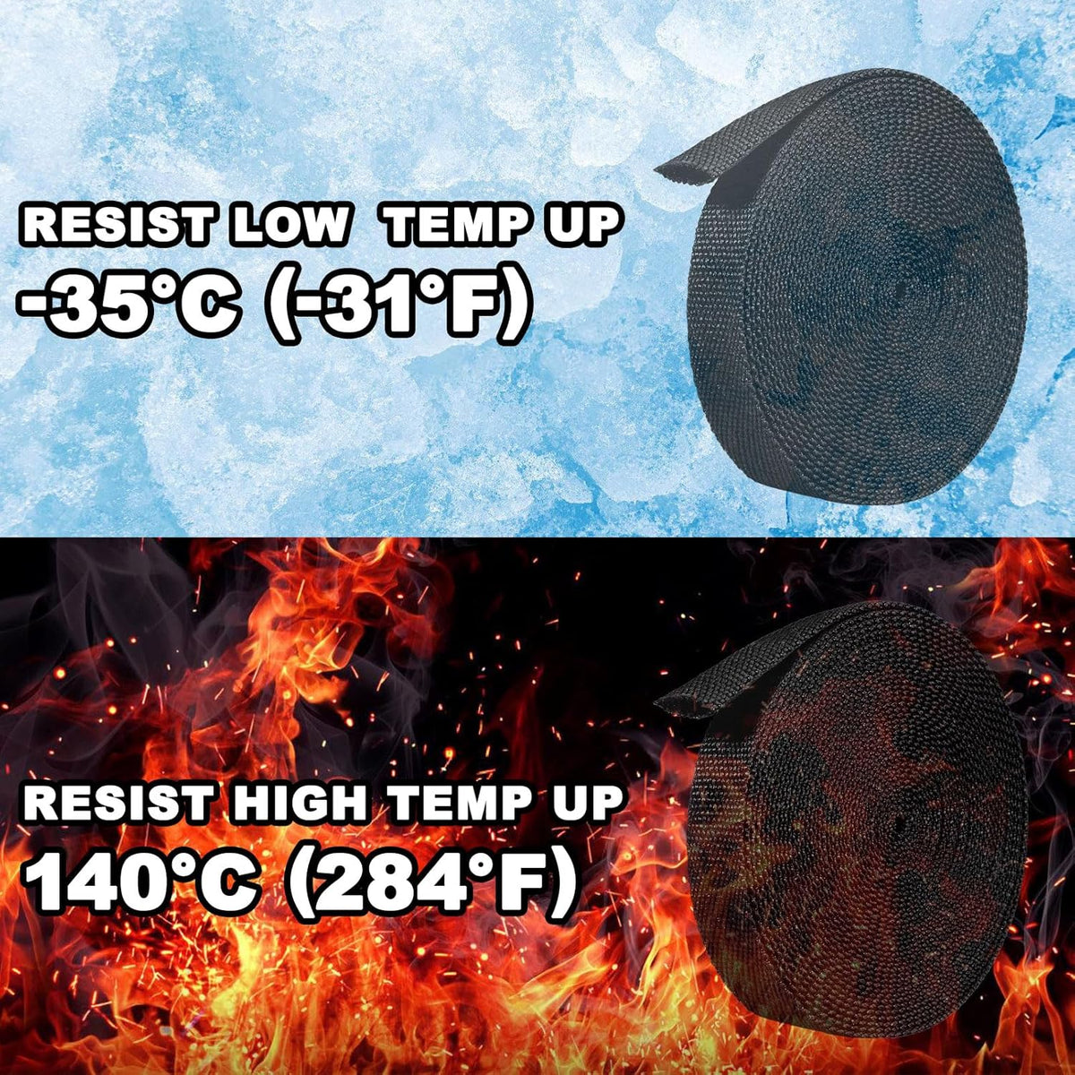 Tsmhisd 2:1Heat (3/8"-25ft) Shrink Wire Loom Braided Cable Sleeves,Heat Resistant Fabric Woven Shrink Tubing Wiring