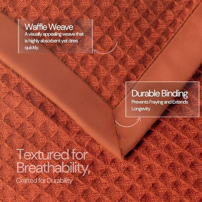 GOTS Certified 100% Organic Cotton Salt Earth Throw Blanket, 90"X 90" Blankets & Throws For Bed, Throw Blanket For Couch,Modern & Cozy Blanket, All Season Waffle Blanket, Soft Blanket (Cinnamon Stick)