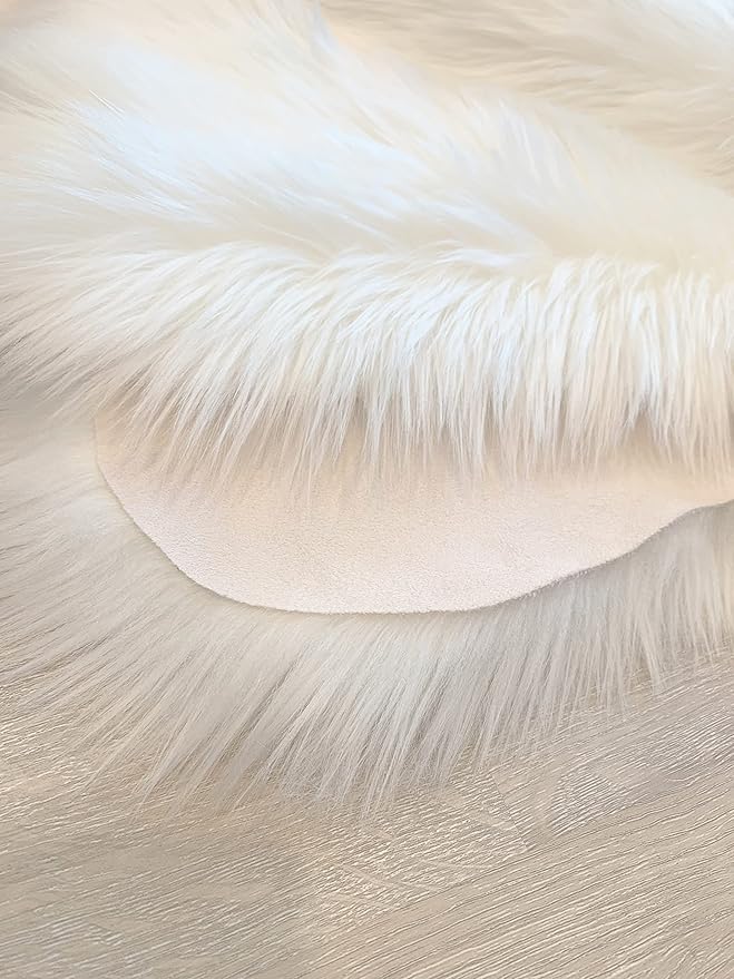 LAMBZY Faux Sheepskin Super Soft Hypoallergenic Silky Shag Rug for Living Room, Kids Room, Sofa (Single 2'x3', White)