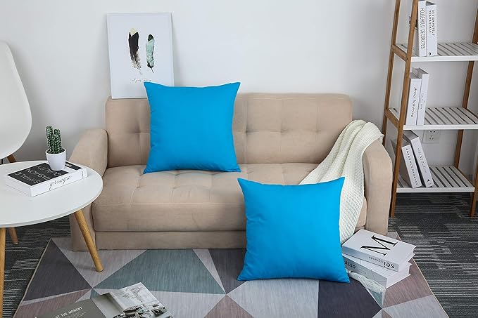 TangDepot Handmade Decorative Solid 100% Cotton Canvas Throw Pillow Covers/Pillow Shams, (20" x20" , Pacific Blue, 1 Count (Pack of 1))
