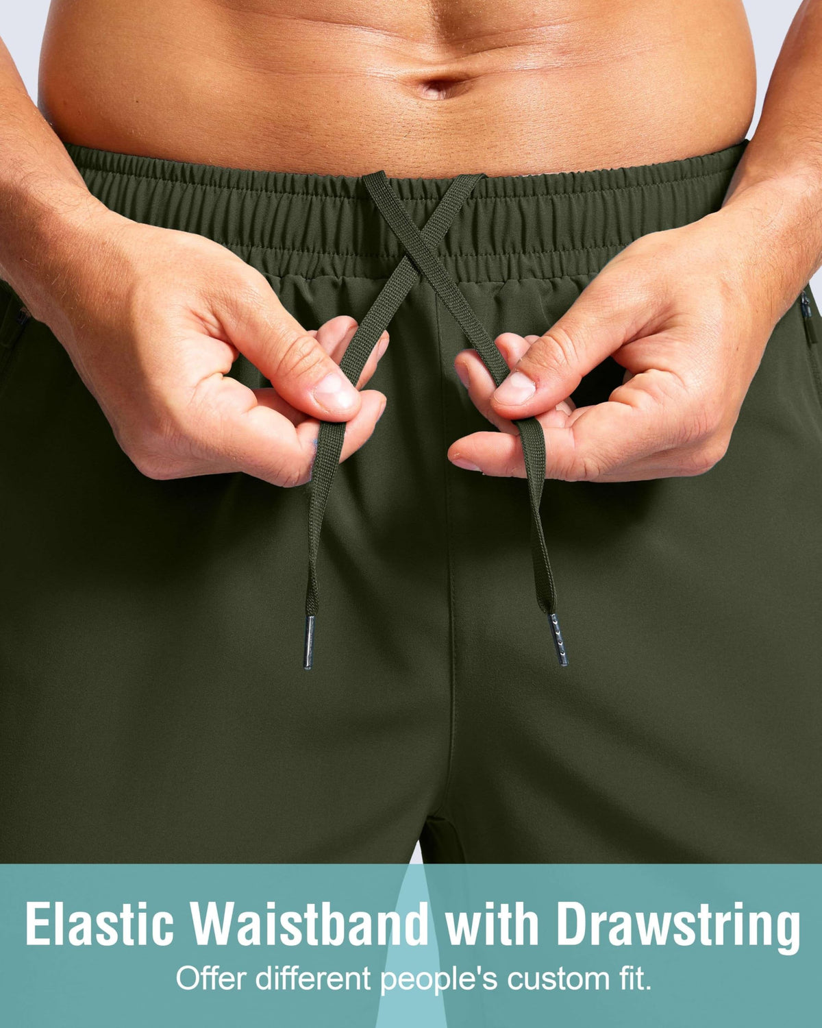 G Gradual Men's Athletic Running Shorts with Zipper Pockets Quick Dry 7"/ 5"/ 9" Workout Gym Shorts for Basketball Hiking(Olive,7S)