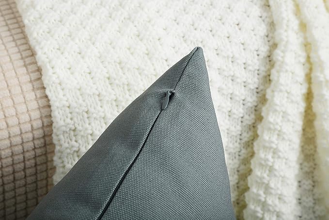 TangDepot Handmade Decorative Solid 100% Cotton Canvas Throw Pillow Covers/Pillow Shams, (14" x14" , Steel Grey, 1 Count (Pack of 1))