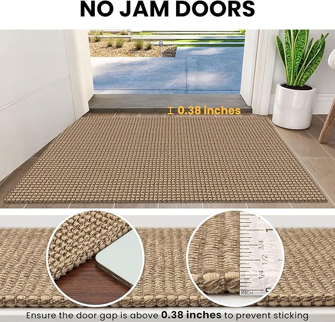 IOHOUZE Washable Runner Rug 2x6 Non Slip Rubber Backed Runners for Hallways Entryway Runner Indoor, Kitchen Rugs Woven Cotton Floor Carpet for Hall Entrance Bedroom, Orange/Tan/Brown