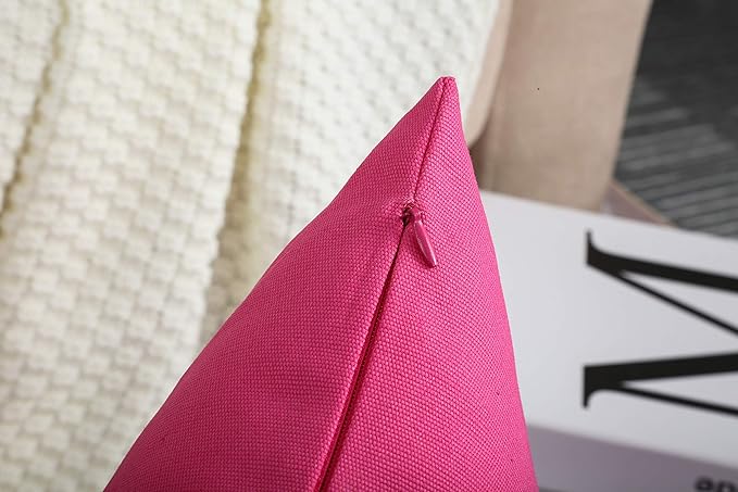 TangDepot Handmade Decorative Solid 100% Cotton Canvas Throw Pillow Cover/Pillow Sham, (12 INCH x12 INCH, Hot Pink, 1 Count (Pack of 1))