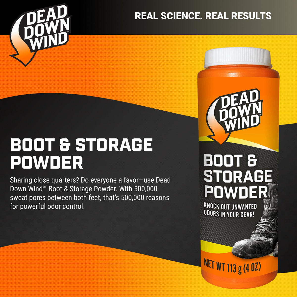 Dead Down Wind Boot and Storage Powder | 4 Oz Bottle | Hunting Accessories | Helps With Odor for Hunting Boots, Gear, Storage Bags + Clothes | Scent Management Foot Powder
