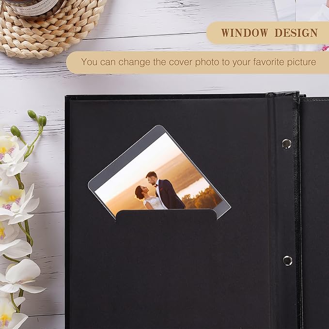 potricher Small Photo Album 4x6 100 Photos Leather Cover Picture Book with 100 Horizontal Pockets for Family Wedding Anniversary and Baby (Gray)
