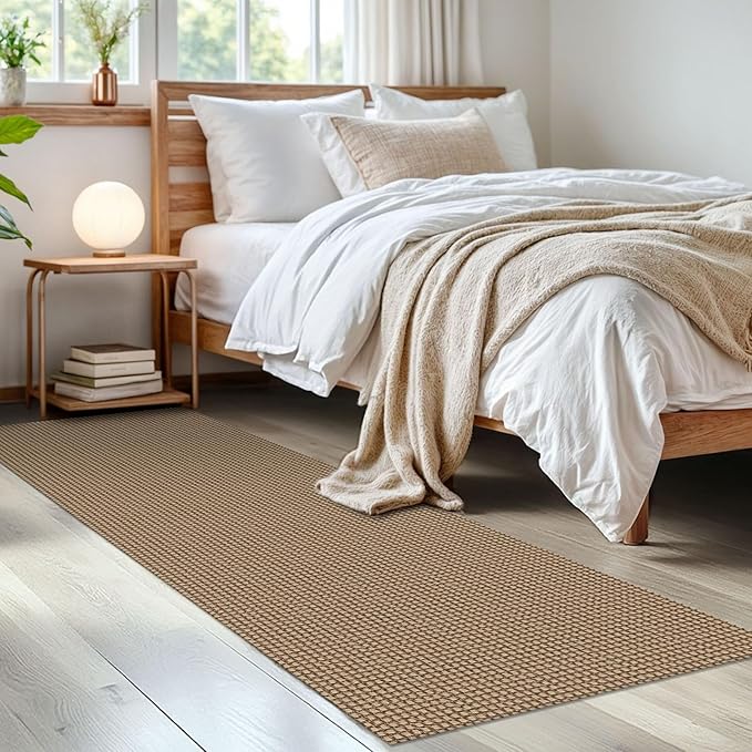 IOHOUZE Washable Runner Rug 2x6 Non Slip Rubber Backed Runners for Hallways Entryway Runner Indoor, Kitchen Rugs Woven Cotton Floor Carpet for Hall Entrance Bedroom, Orange/Tan/Brown