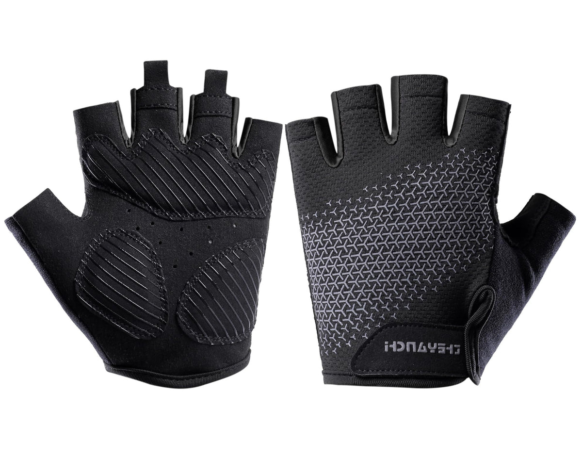 SUJAYU Fingerless Workout Gloves for Men Women Bike Gloves for Men Cycling Bicycle Accessories, Guantes para Bicicleta Hombre Guantes Ciclismo Hombre (Black, Medium)