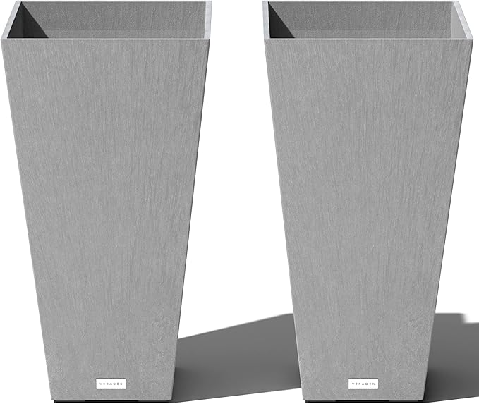 Veradek V-Resin Indoor/Outdoor Taper Planter, 2-Pack (26 inch, Grey)