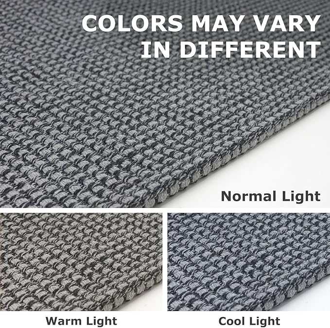 IOHOUZE Washable Area Rug 4x6 Non Slip Rubber Backed Woven Rugs for Entryway Indoor Bedroom Rugs Kitchen Rug Floor Throw Carpet for Entrance Front Door Living Room, Dark Grey