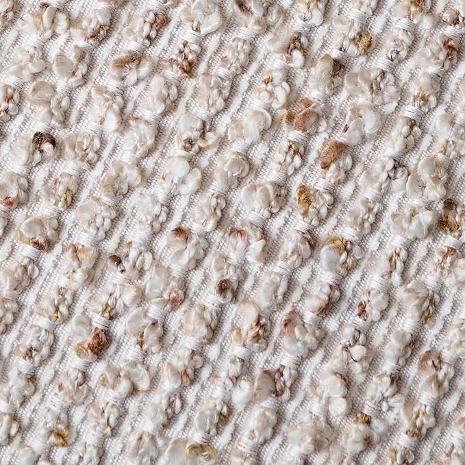 22x22 Beige Throw Pillow Cover Textured Boucle Striped Chic Morden Boho Accent Farmhouse Square Decorative Couch Pillow Cover for Home Decor Bed Sofa Living Room