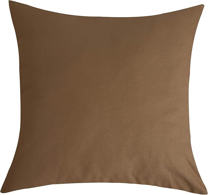 TangDepot Cotton Solid Throw Pillow Covers, 20" x 20" , Light Coffee, 1 Count (Pack of 1)