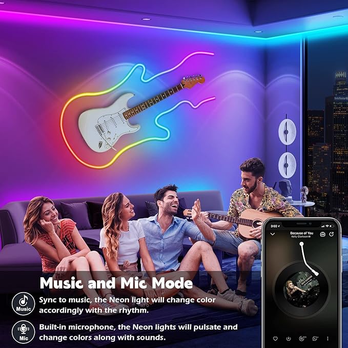 AILBTON 60FT Led Neon Rope Lights Control with App/Remote,Flexible Led Rope Light,Multiple Modes,IP65 Outdoor RGB Lights Waterproof,Music Sync Gaming Led Neon Strip Light for Bedroom Decor