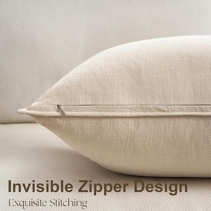 Linen Pillow Covers 18x18 Neutral Boho Throw Pillow Covers for Couch Pack of 4 Accent Modern Cushion Covers for Sofa Livingroom Bed and Balcony Home Decor