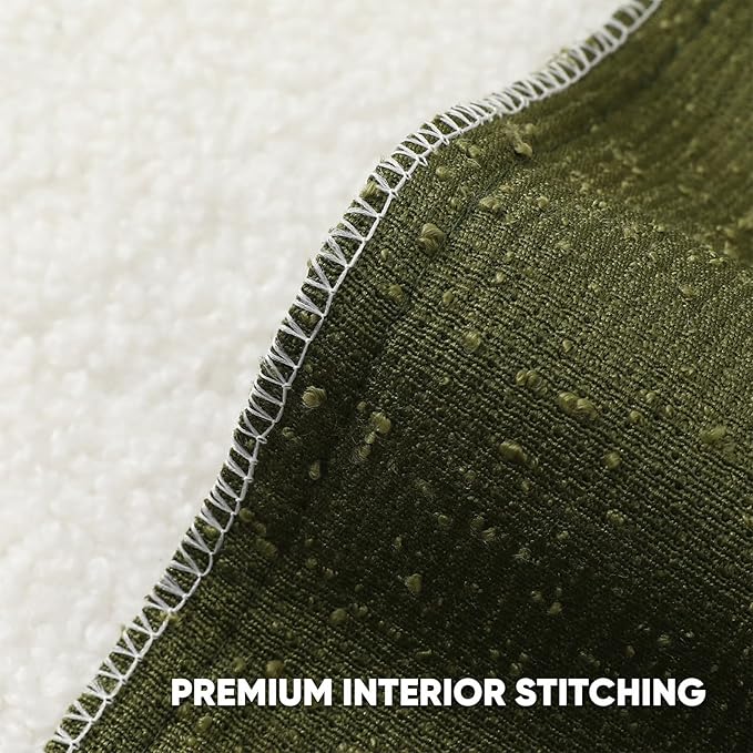 HAUSSY Set of 2 24x24 Decorative Throw Pillow Covers, Soft Cozy European Pillow Shams Textured Boucle, Home Decor for Couch Bed Living Room, Moss Green