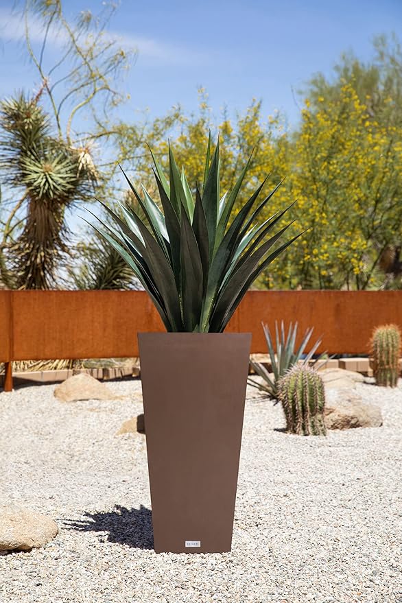 Veradek V-Resin Indoor/Outdoor Taper Planter, Set of 2 (30 inch, Espresso)