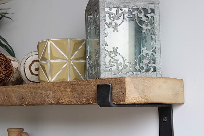 Urban Legacy Accent Shelves | Reclaimed Barn Plank | Set of 2 with Full Brackets (Natural, 36"x 7"x 2")