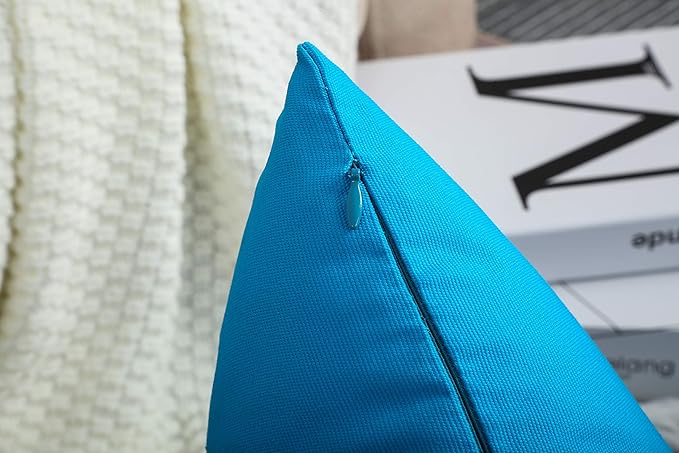 TangDepot Handmade Decorative Solid 100% Cotton Canvas Throw Pillow Covers/Pillow Shams, (20" x20" , Pacific Blue, 1 Count (Pack of 1))