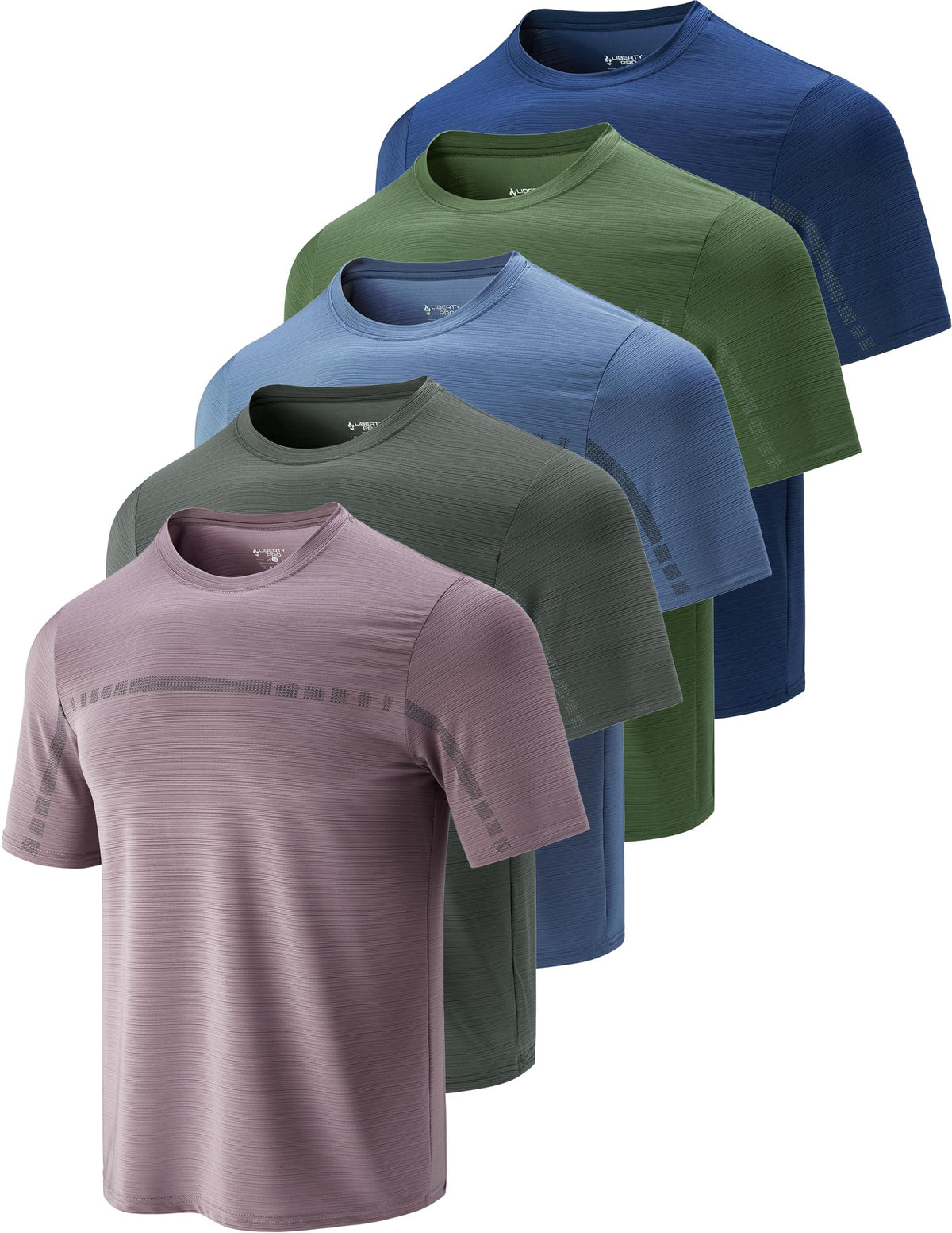 5 Pack Men’s Active Quick Dry Crew Neck T Shirts | Athletic Running Gym Workout Short Sleeve Tee Tops Bulk (Set 12, Small)