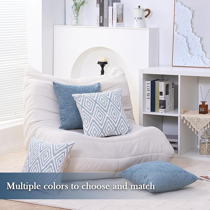 HPUK Decorative Throw Pillow Covers Set of 4 Couch Pillows Accent Cushion Cover for Couch Sofa Living Room, 20"x20" inches, Blue