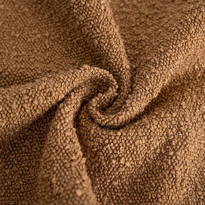 Foindtower Decorative Textured Boucle Throw Pillow Covers Accent Solid Pillow Cases Neutral Soft Cozy Couch Cushion Case for Chair Sofa Bedroom Living Room Home Decor 26 x 26 Inch,Tobacco