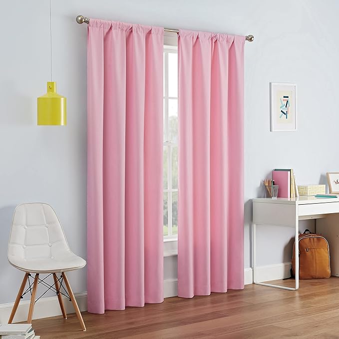 ECLIPSE Kendall Modern Blackout Thermal Rod Pocket Window Curtain for Bedroom or Living Room (1 Panel), 42" x 95", Bouquet