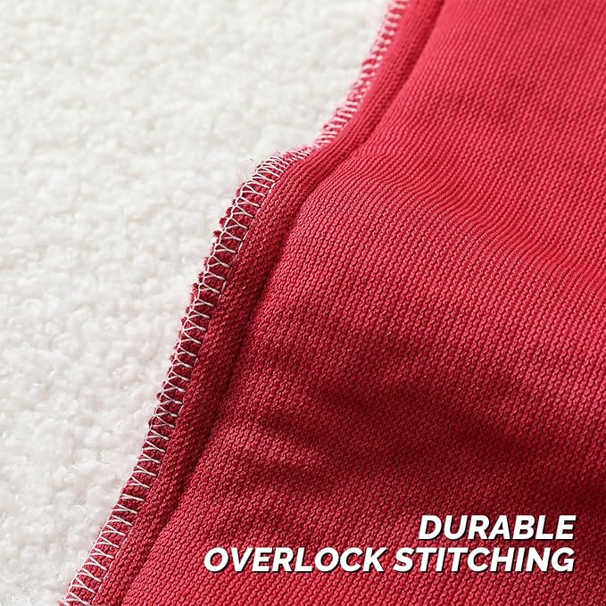 FUTEI Christmas Maroon Red Throw Pillow Covers 16x16 Inch Set of 2,Furry Faux Fur Teddy Boucle Textured Cushion Covers,Soft Fluffy Decorative Pillow Case,Home Decor for Couch Bed Living Room Car