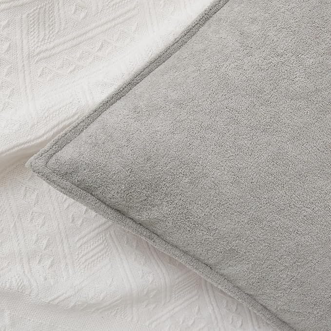 Kevin Textile Waterproof Decorative Pillow Covers Light Grey 22x22 Inch Pack of 2 Soft Boucle Textured Euro Pillowcases Elegant Accent Pillows for Couch Sofa Chair Bed Home Decor Indoor Outdoor