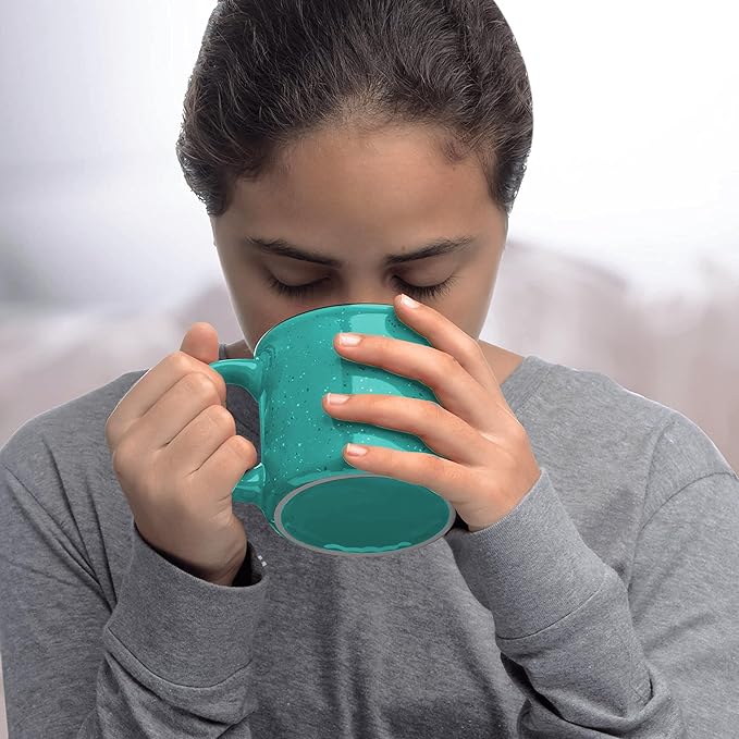 DISCOUNT PROMOS Ceramic Campfire Coffee Mugs 13 oz. Set of 10, Bulk Pack - Perfect for Tea, Espresso, Cappuccino, Hot Cocoa - Mint