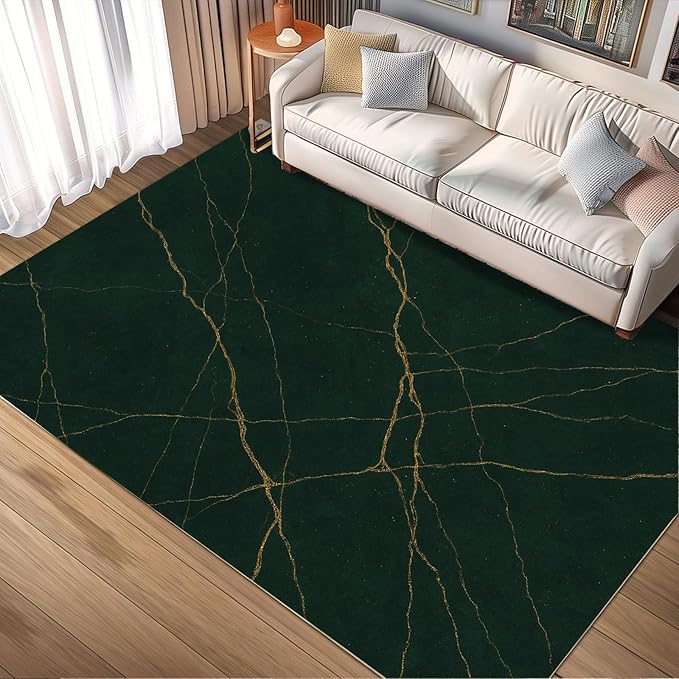Luxury Marble Rug - 8x10 Area Rugs, Abstract Marble Living Room Area Rugs, Modern Art Bedroom Rug, Washable & Non Slip Large Carpet Home Decor
