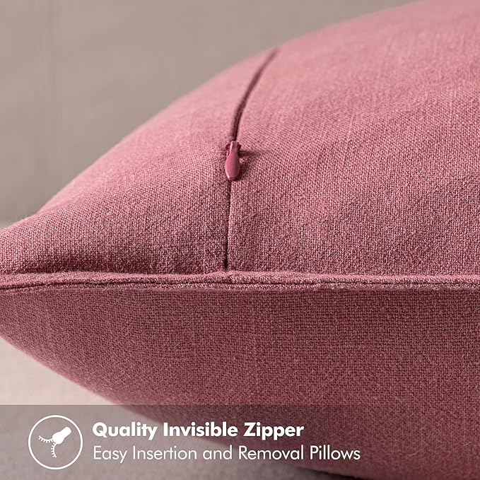 MIULEE Decorative Linen Pillow Covers 18x18 Inch Cranberry Red Boho Farmhouse Neutral Couch Throw Pillows for Bed Pack of 2 Accent Modern Pillowcase Sofa Livingroom Home Decor