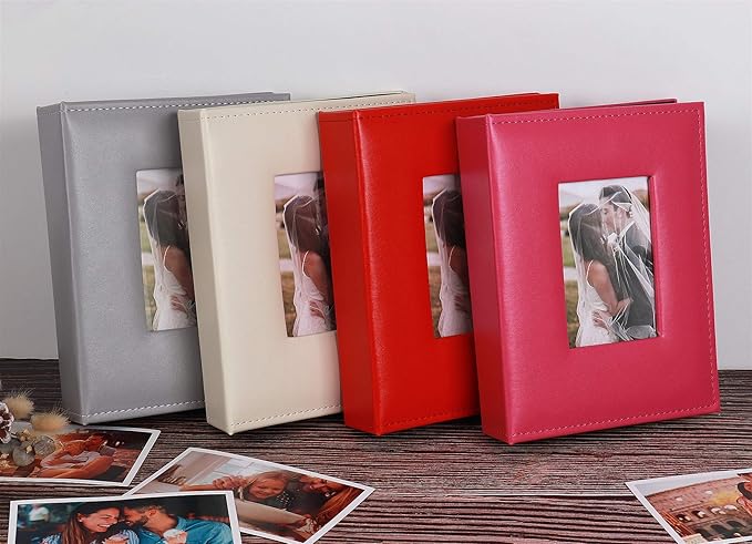 RECUTMS 4x6 Wedding Photo Album - Premium Leather Cover Couple Anniversary Family Baby School Graduation Photo Book (Beige)