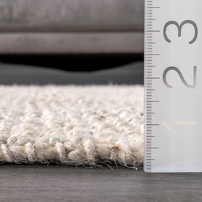 nuLOOM Ashli Solid Farmhouse Jute Area Rug, 3x5, Off-white