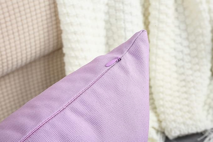 TangDepot Handmade Decorative Solid 100% Cotton Canvas Throw Pillow Covers/Pillow Shams, (28"x28", Light Purple Lavende)