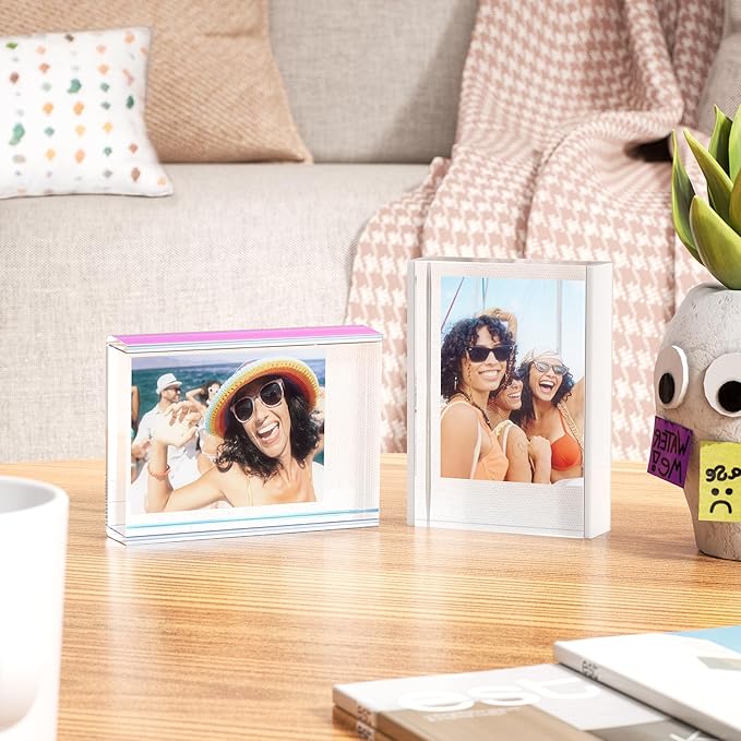 WINKINE Polaroid Frame, Instax Mini Film Frames for Photos, Small Picture Frames 2x3 for Fujifilm Instax Mini Films, Freestanding Sliding Acrylic Polaroid Picture Frame