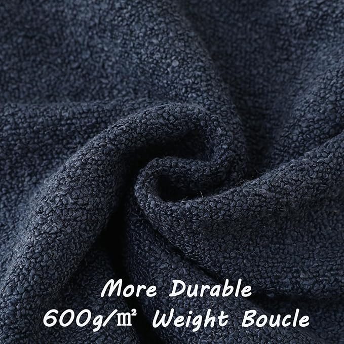 FUTEI Pack of 2 Navy Blue Decorative Throw Pillow Covers 24x24 Inch Soft Cozy Solid Boucle Textured European Cushion Case,Modern Home Decor for Couch Bed Living Room
