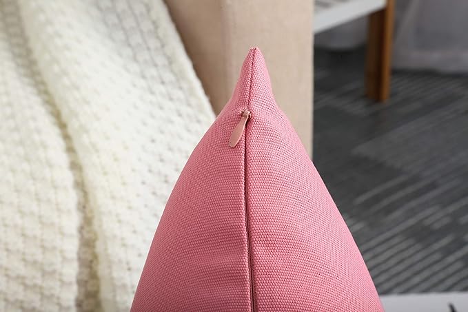 TangDepot Handmade Decorative Solid 100% Cotton Canvas Throw Pillow Covers /Pillow Shams, (16" x16" , Pink, 1 Count (Pack of 1))