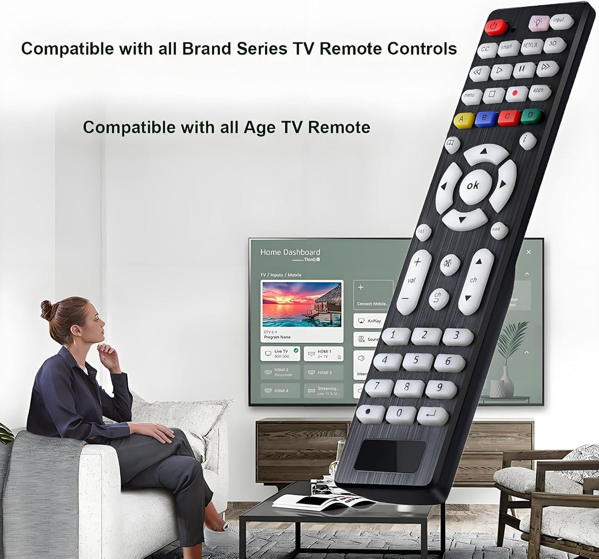 VEPRAG 3D Universal TV Remote Replacement Compatible for Most Brands LED LCD HDTV Smart TV Remote Control