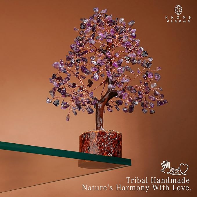 Crystal Tree of Life Amethyst Healing Crystal Trees for Home & Office Decoration, Handmade Crystal Money Bonsai Trees for Positive Energy, Good Luck, Christmas Decor, Birthday Gifts for Women, Mom