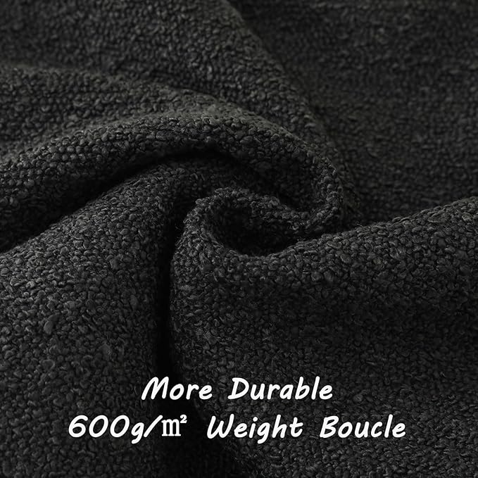 FUTEI Pack of 2 Black Decorative Throw Pillow Covers 16x16 Inch Soft Cozy Solid Boucle Textured Cushion Case,Modern Home Decor for Couch Bed Living Room
