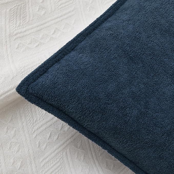 Kevin Textile Waterproof Decorative Pillow Covers Navy Blue 16x16 Inch Pack of 2 Soft Boucle Textured Throw Pillowcases Elegant Accent Pillows for Couch Sofa Chair Bed Home Decor Indoor Outdoor