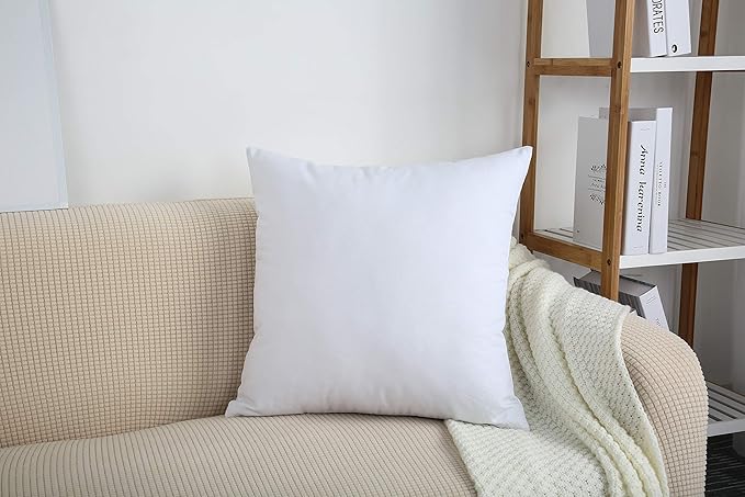 TangDepot Set of 2 Handmade Decorative Solid 100% Cotton Canvas Throw Pillow Covers/Cushion Covers, 45 Colors Available - (18"x18" 2 Pieces, White)
