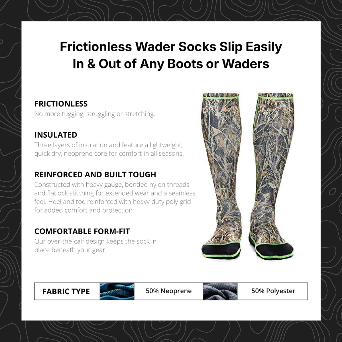 Wetsox Frictionless 1 MM Wader Socks | Slide In/Out of Boots/Waders | Neoprene for Warmth & Dryness | Waterproof, Lightweight, Breathable, Fishing & Hunting Socks, Non-Slip | Black, Large