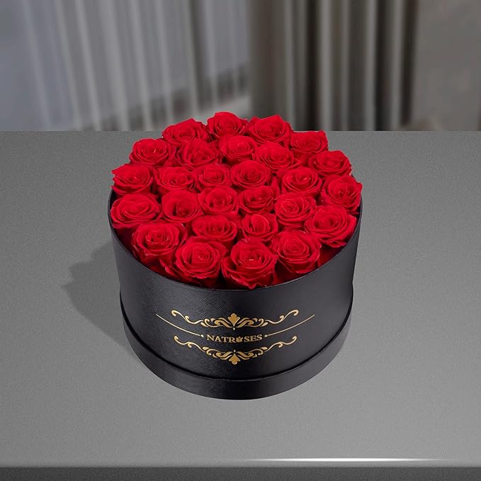 NATROSES 27 Piece Forever Preserved Roses in a Box, Preserved Flowers for Delivery Birthday, Flowers Gifts for Mothers Day, Red