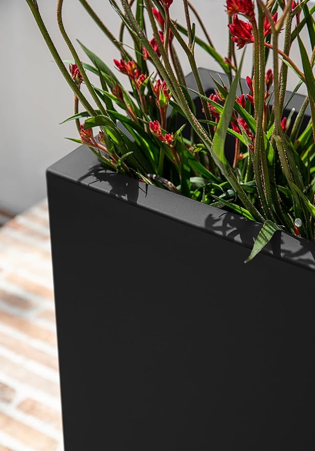 Veradek Block Series Span Plastic Planter - Tall Rectangular Planter for Indoor or Outdoor Patio/Porch | Durable All-Weather with Removable Insert Bucket | Modern Design for Plants, Flowers, Garden