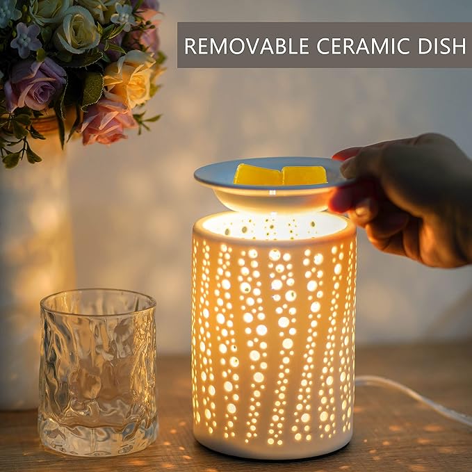 PALANCHY Wax Melt Warmer with Timer Electric Candle Wax Warmer Ceramic Oil Burner with 2/4/8 Hr Timer Settings Fragrance Wax Melter for Scented Home Aromatherapy