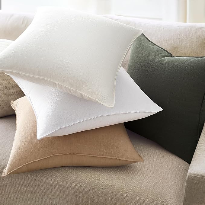 Pack of 4,Decorative Linen Soild Throw Pillow Covers Soft Accent Cushion Case Boho Farmhouse Neutral Pillowcase for Couch Sofa Bedroom Living Room Home Decor 18 x 18 Inch Green