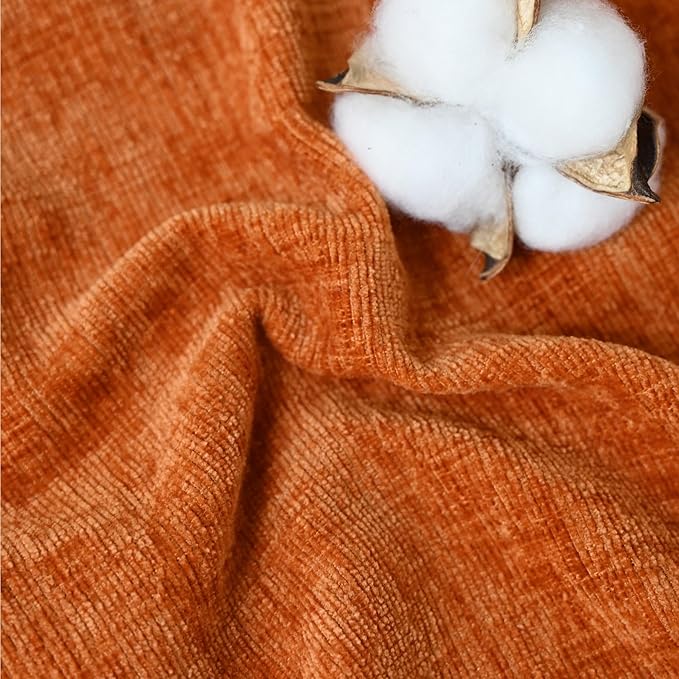 CaliTime Fall Decorative Couch Throw Pillow Covers 18 X 18 Inches Pack of 2 Cozy Chenille Piping Edge Cushion Cases for Sofa Bed Living Room Home Burnt Orange